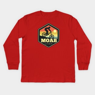 Moab Utah Mountain Bike Vintage Sunset Hexagon Kids Long Sleeve T-Shirt